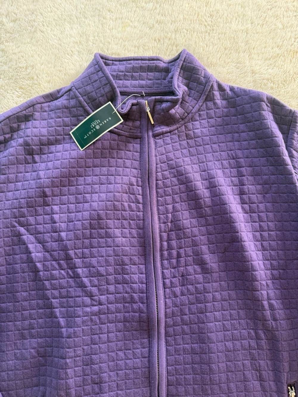 NWT Karen Scott Plus Size Quilted Fleece Jacket in Cassis sz 3X - Picture 3 of 7